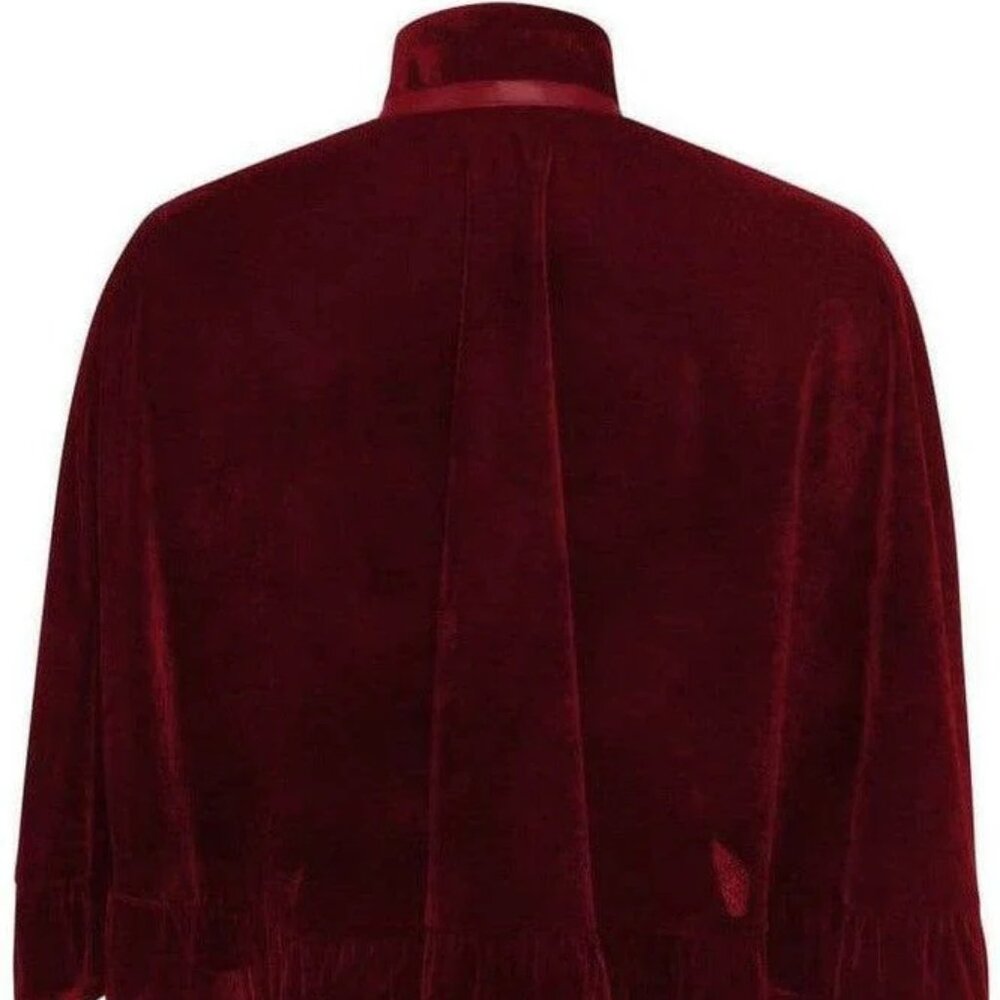 Dark Red Velvet Ruffle Cape - Picture 3 of 6